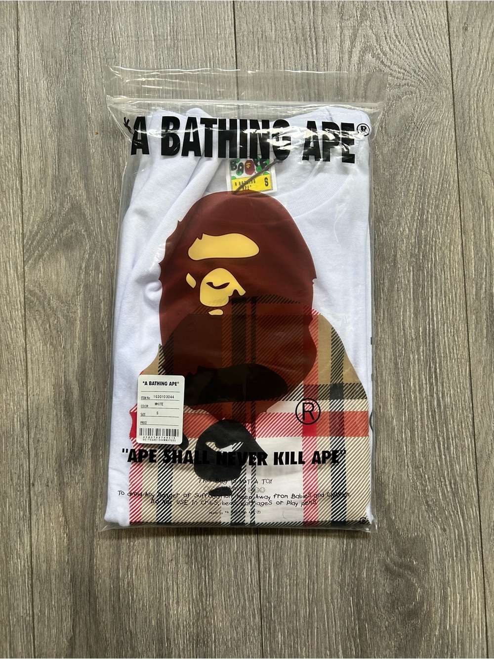Bape & Burberry Collab White Tee | Size Small - Picture 6 of 6